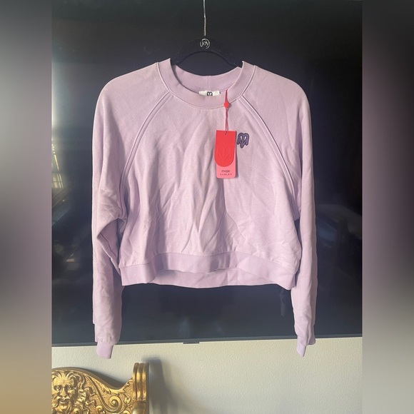 Varley x Maje Mauve Purple Cropped Top Sweatshirt Large - Picture 7 of 8